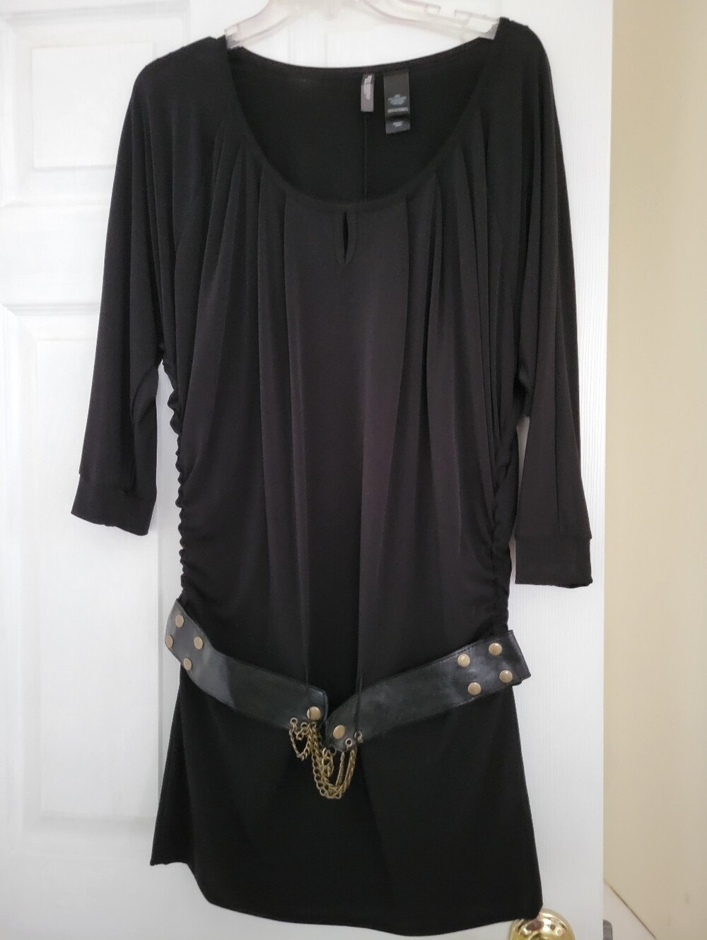 NWOT Bisou Bisou Black Tunic Dress with Decorative Belt